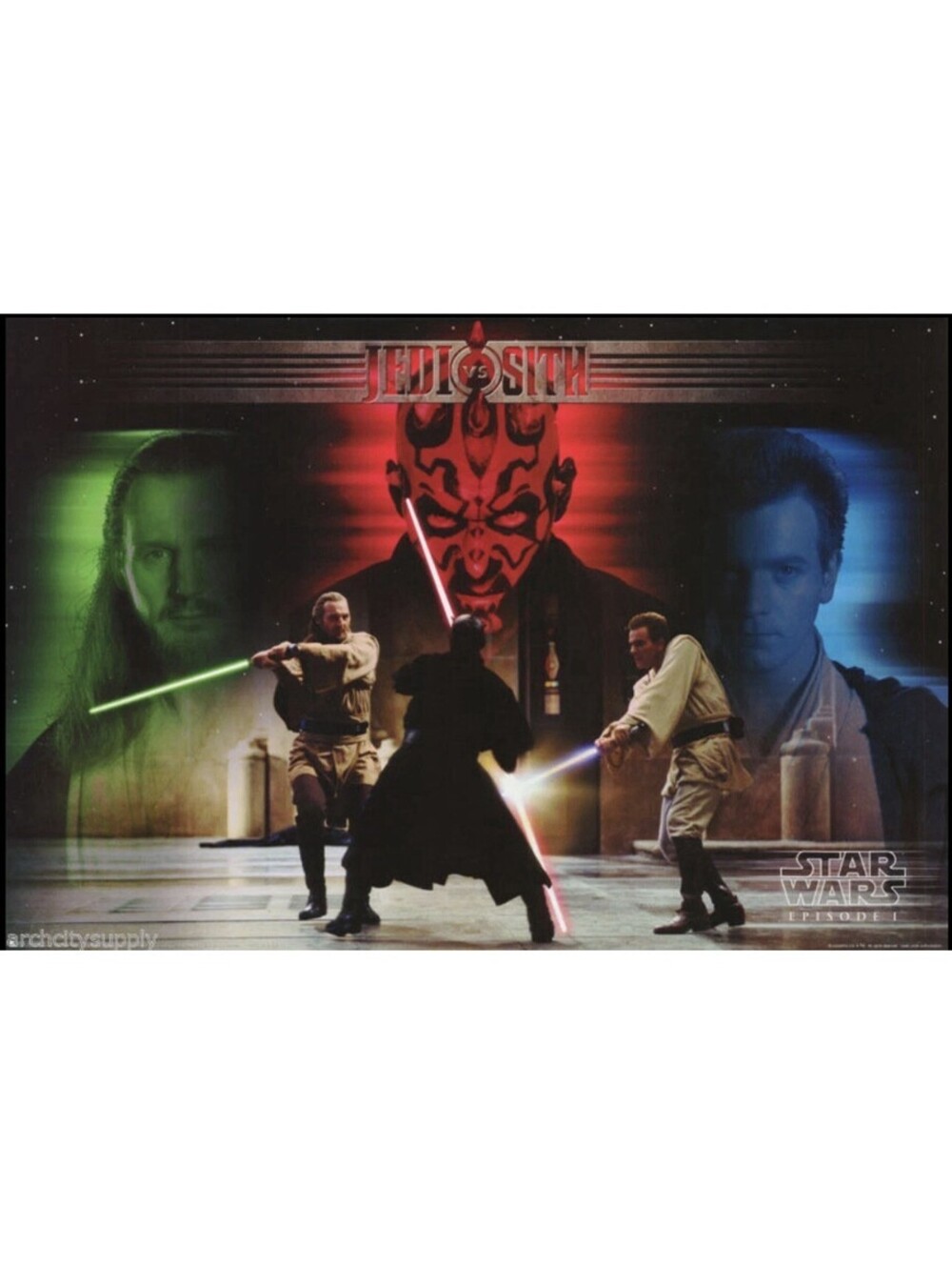 1999 Star Wars Ep. 1 - At a Glance 24x36 Poster 1811 SW Jedi Battle Sealed NOS